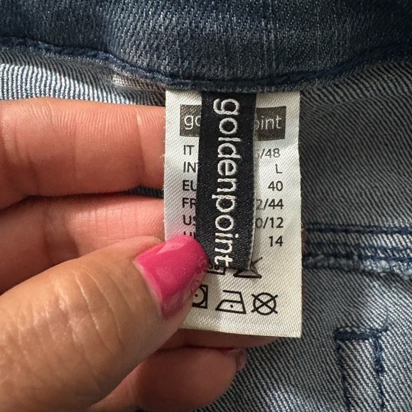 Goldenpoint Blue Ankle Cropped Jeans with Wide Cuff. Very Soft Stretchy Denim. - Picture 4 of 13